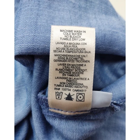 Anthropologie Cloth & Stone Chambray Lace Up Top Size XS - Picture 9 of 11